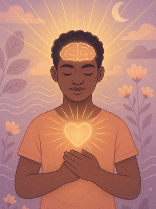 BIPOC Mental Health Awareness Month text on orange background. Message honors BIPOC experiences, promotes equity, and fosters community support.