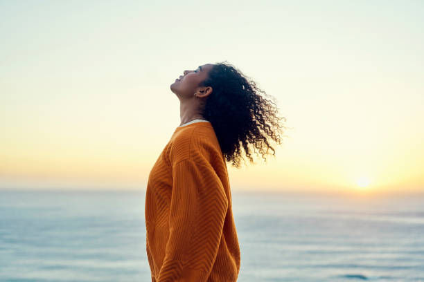 beach or summer with a woman outdoor and the horizon, sea or ocean in the background during summer