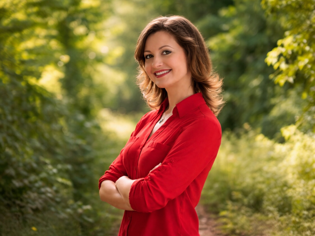 Woman in brown outfit flexes arms, smiling with four children posing playfully around her. Neutral background, expressions joyful.