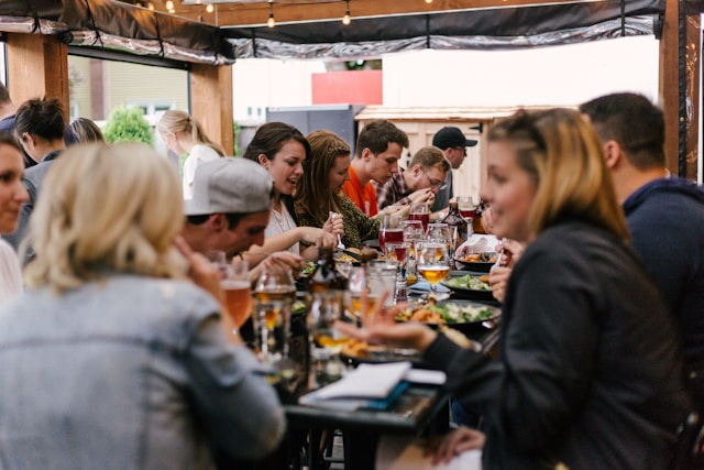 people eating in a gathering