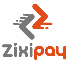 Abstract logo with gray and orange arrows above the text "Zixipay" on a white background, suggesting speed and movement.