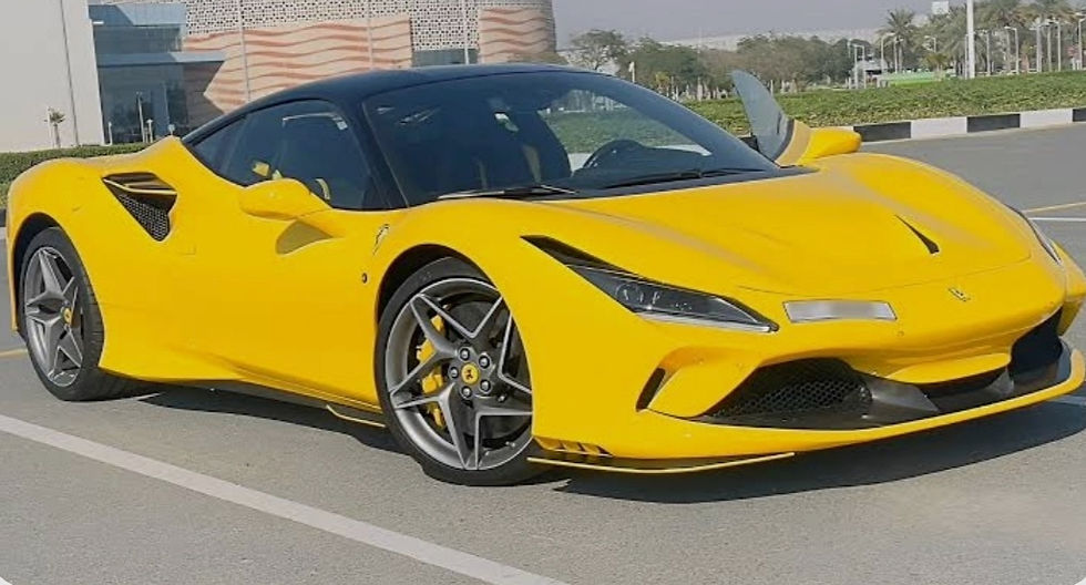 A photo of a yellow Ferrari F8 Tributo 