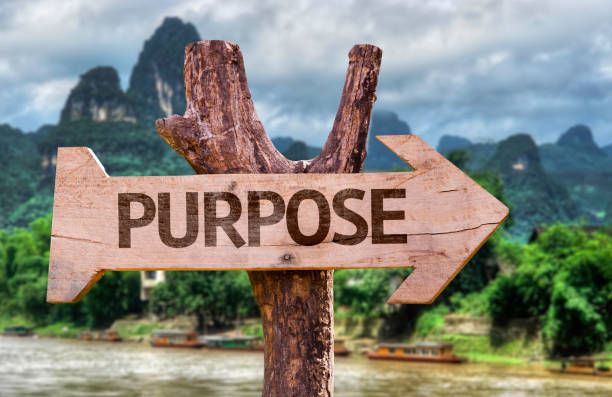 Purpose wooden sign with a forest background