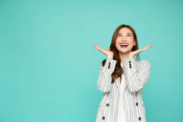 A photo of a happy woman.