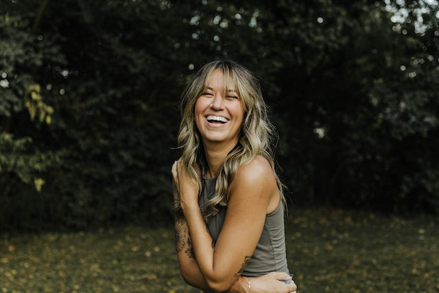 Woman with smile on her face