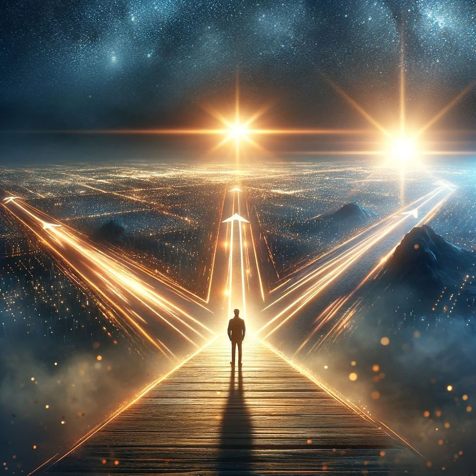 Image of person standing choosing path