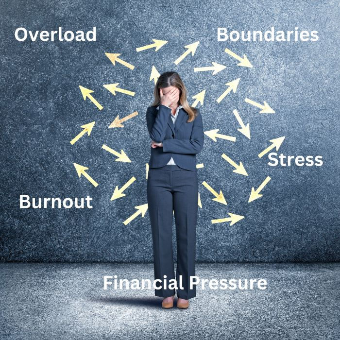 Woman in business suit cover her face