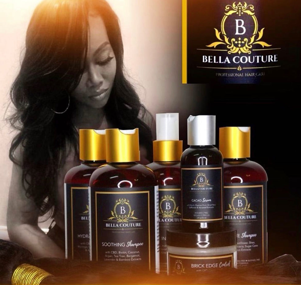 shot of woman with hair products