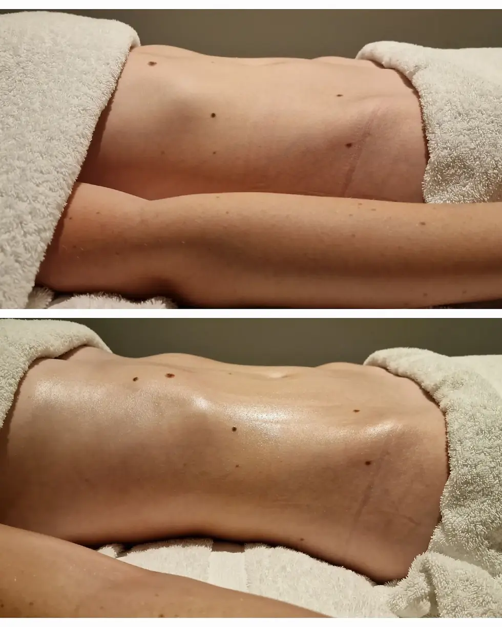 Before and after body enhancement of a woman.