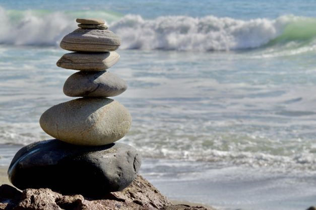 balance rock near the ocean