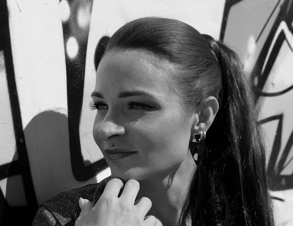 grey scale photo of a woman outdoor