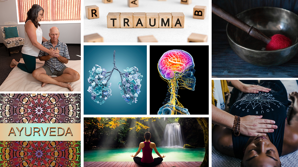 Pictures of therapy and meditation.
