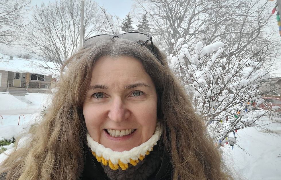 middle age woman standing outside on a snowy day