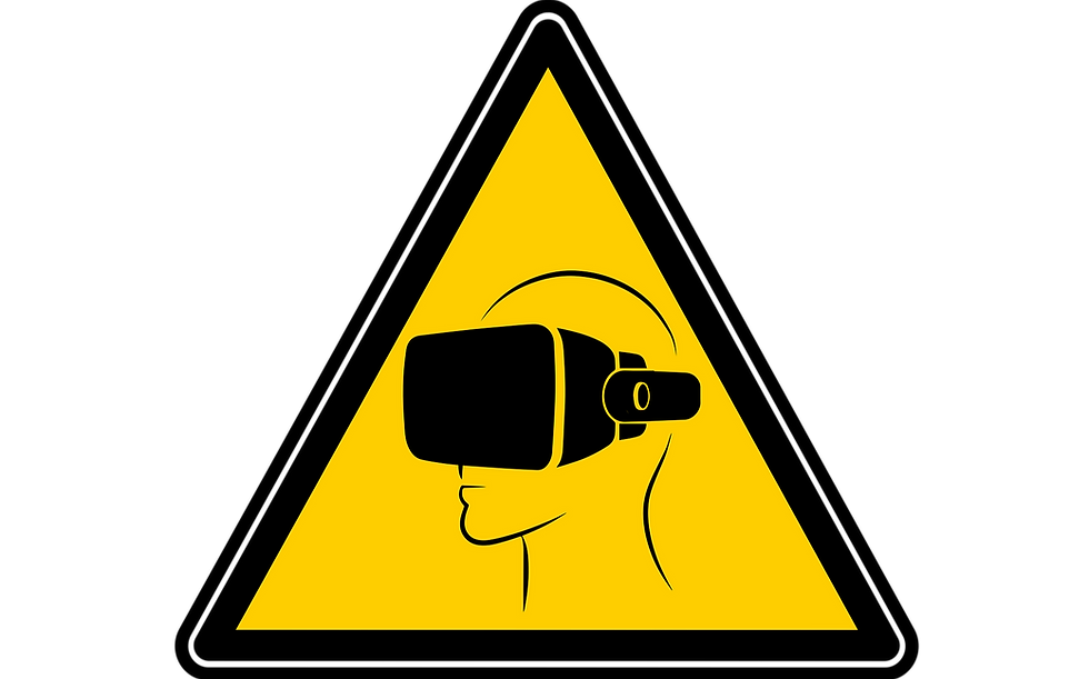 Warning sign VR goggle.