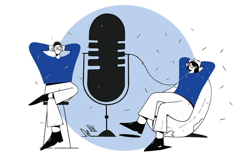 Illustration of the people listening to a podcast